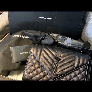 YSL Medium Envelope Leather Shoulder Bag